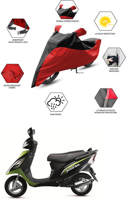 FurniGully Two Wheeler Cover for TVS(Scooty Streak, Black, Red)