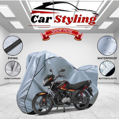 Car Styling Waterproof Two Wheeler Cover for Hero(Glamour Blaze, Silver, Black)
