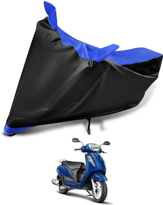 MOCKHE Two Wheeler Cover for Suzuki(Access, Black, Blue)