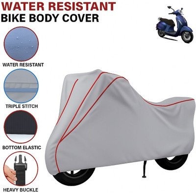 Auto Udaan Waterproof Two Wheeler Cover for Bajaj(Chetak, Grey, Red)