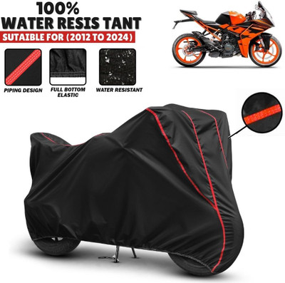Mwiss Waterproof Two Wheeler Cover for KTM(RC 200, Black, Red)