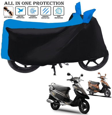 SThanaveX Waterproof Two Wheeler Cover for TVS(Scooty Pep+, Black, Blue)