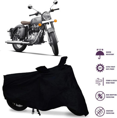 Mdstar Waterproof Two Wheeler Cover for Royal Enfield(Bullet 500, Black)