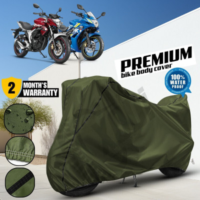 xodi Waterproof Two Wheeler Cover for Suzuki(Gixxer, Green, Black)