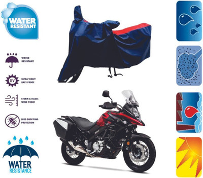 Mdstar Waterproof Two Wheeler Cover for Suzuki(V-Strom 650 XT, Red, Blue)