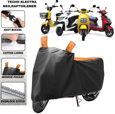 brandroofz Two Wheeler Cover for Techo Electra(Electra 4S, Black, Orange)