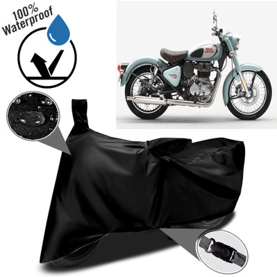 ROYAL AUTO MART Waterproof Two Wheeler Cover for Royal Enfield(Classic 350, Black)