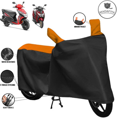 ZAQE Waterproof Two Wheeler Cover for Honda(Dio, Black, Orange)