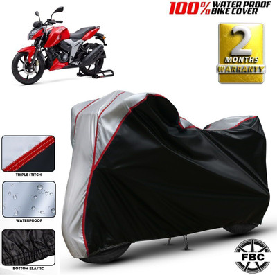 FBC Waterproof Two Wheeler Cover for TVS(Apache, Black, Silver)