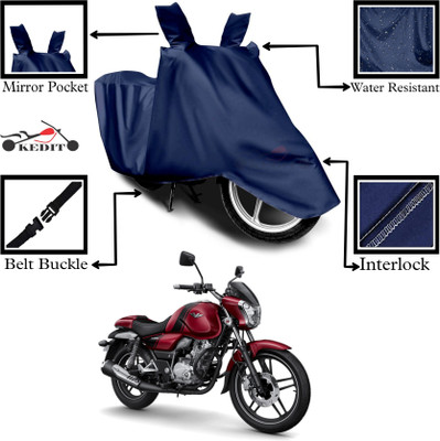 KEDIT Two Wheeler Cover for Bajaj(V12, Blue)