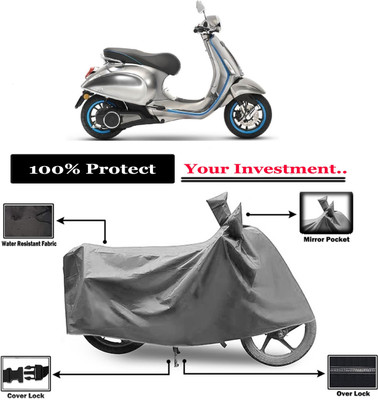 Amexride Two Wheeler Cover for Vespa(Piaggio Elettrica BS6, Grey)