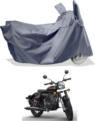 Amexride Two Wheeler Cover for Royal Enfield(350 BS6, Grey)
