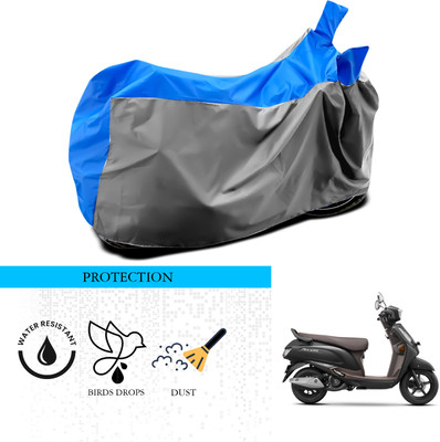 SnehaSales Waterproof Two Wheeler Cover for Suzuki(Access 125, Grey, Blue)
