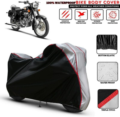 Shiv Kanha Waterproof Two Wheeler Cover for Royal Enfield(Bullet, Black, Silver)