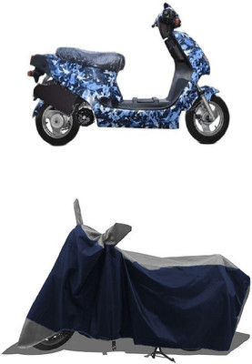 SUGASHRI Waterproof Two Wheeler Cover for Hero(Electric AXLHE-20, Grey, Blue)