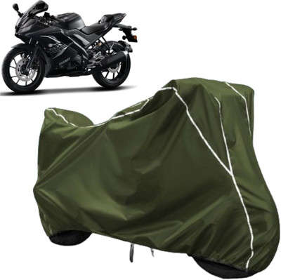 AUTOCAD Waterproof Two Wheeler Cover for Yamaha(R15, Green, White)