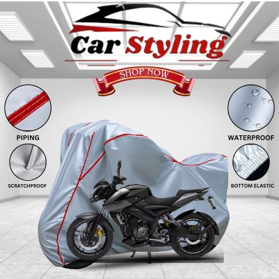 Car Styling Waterproof Two Wheeler Cover for Bajaj(Pulsar NS200 BS6, Silver, Red)