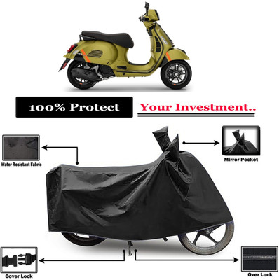 Amexride Two Wheeler Cover for Vespa(GTS Super 125, Black)