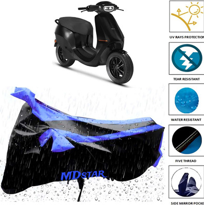 Mdstar Waterproof Two Wheeler Cover for Ola(SS 125, Black, Blue)