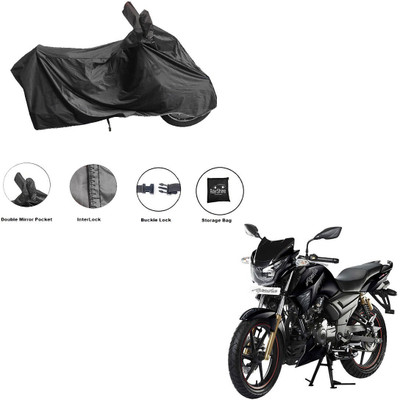 RiderShine Waterproof Two Wheeler Cover for TVS(Apache RTR 180, Black)