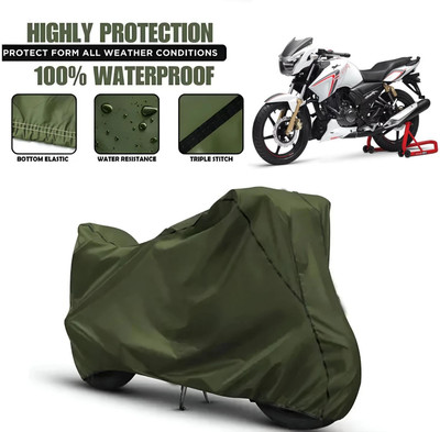 OliverX Waterproof Two Wheeler Cover for TVS(Apache RTR 160, Green, Black)