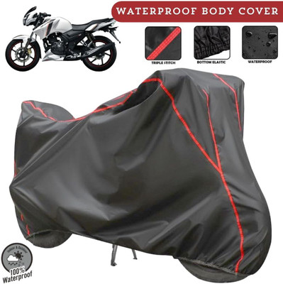 MADAFIYA Two Wheeler Cover for TVS(Apache 150, Grey, Red)