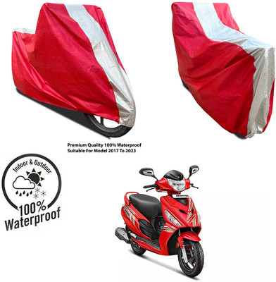 AUTOCAD Waterproof Two Wheeler Cover for Okinawa(Silver, Red)