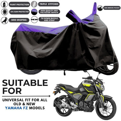 MADAFIYA Two Wheeler Cover for Yamaha(FZ-FI, Black, Purple)