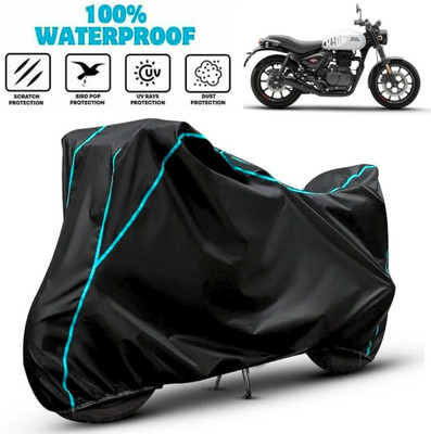 favy Waterproof Two Wheeler Cover for Royal Enfield(Hunter 350, Black, Blue)