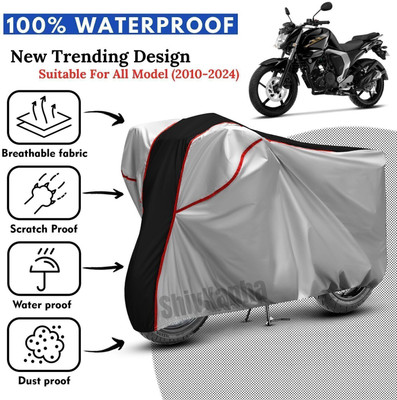 Shiv Kanha Waterproof Two Wheeler Cover for Yamaha(FZ, Silver, Black)
