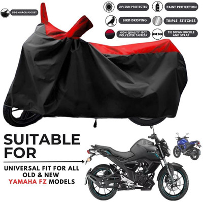 ZAQE Two Wheeler Cover for Yamaha(FZ-S Fi Version 3.0 BS6, Black, Red)