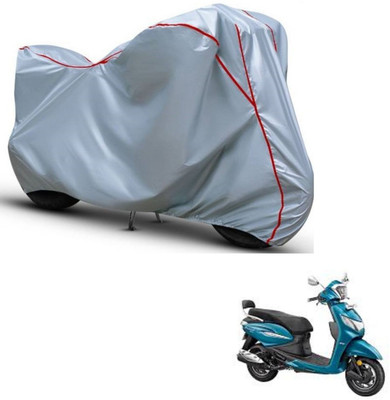 Love Me Two Wheeler Cover for Hero(Pleasure Plus, Silver, Red)