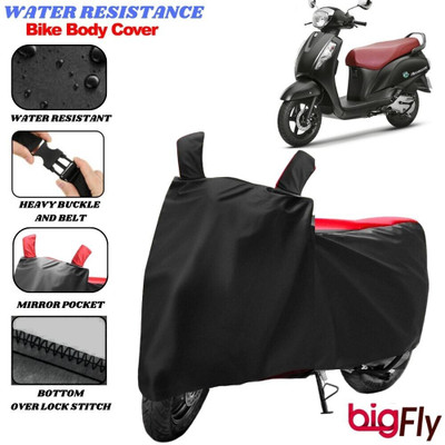 BigFly Two Wheeler Cover for Suzuki(New Access 125, Black, Red)