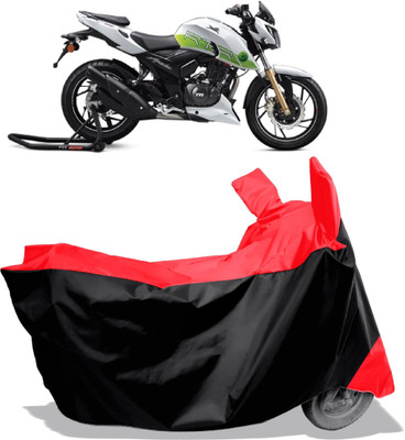 Amexride Two Wheeler Cover for TVS(Apache RTR 200 Fi E100, Black, Red)