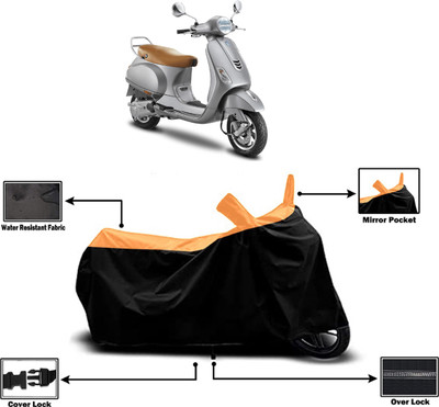 Amexride Two Wheeler Cover for Vespa(Vespa VXL 150, Orange)