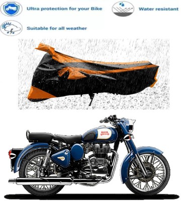 Genipap Two Wheeler Cover for Royal Enfield(Bullet 350, Black, Orange)