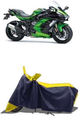 SUGASHRI Waterproof Two Wheeler Cover for Kawasaki(Ninja H2 SX, Yellow, Blue)