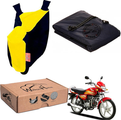 WolkomHome Waterproof Two Wheeler Cover for Hero(HF Deluxe, Yellow, Blue)