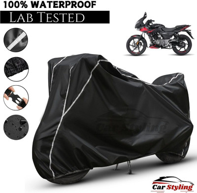 Car Styling Waterproof Two Wheeler Cover for Bajaj(Pulsar 220F, Black, White)