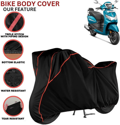 kerwa Waterproof Two Wheeler Cover for Hero(Pleasure Plus, Black, Red)