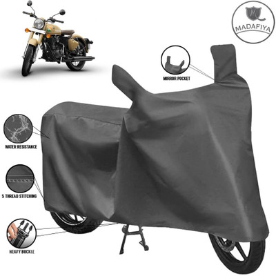 MADAFIYA Waterproof Two Wheeler Cover for Royal Enfield(Classic 350 Signals, Grey)