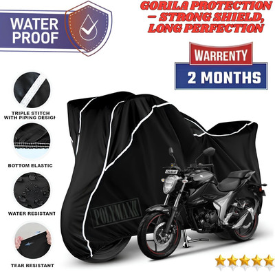 POLYMAXX Waterproof Two Wheeler Cover for Suzuki(Gixxer, Black, White)
