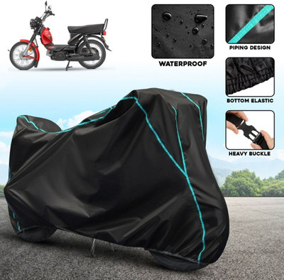 AutoGalaxy Waterproof Two Wheeler Cover for TVS(XL 100 Comfort, Black, Blue)