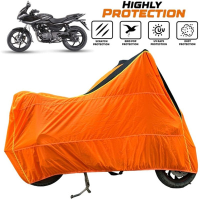 ZAQE Waterproof Two Wheeler Cover for Bajaj(Pulsar 220F, Black, Orange)