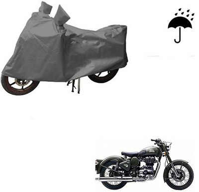 DeepShakshi AUTOMOTIVE Waterproof Two Wheeler Cover for Royal Enfield(Battle Green, Grey)