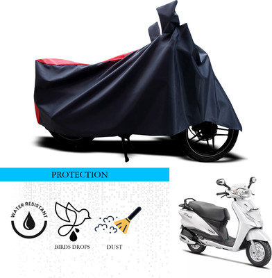 ANTHUB Waterproof Two Wheeler Cover for Hero(Duet LX 110CC, Black, Red)