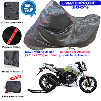 AutoGalaxy Waterproof Two Wheeler Cover for TVS(Apache, Black, Red)