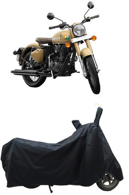 Coxtor Waterproof Two Wheeler Cover for Royal Enfield(Classic 350 Signals, Black)