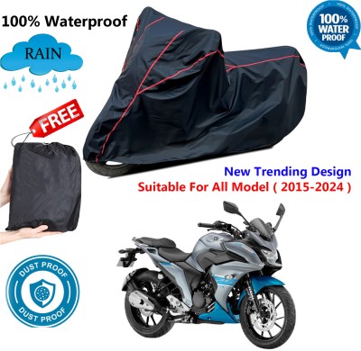 AUTOCAD Waterproof Two Wheeler Cover for Yamaha(Fazer 25 BS6, Black, Red)