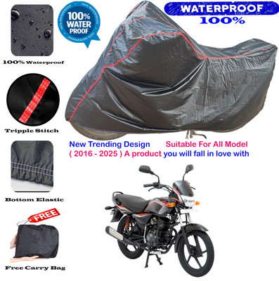 AutoGalaxy Waterproof Two Wheeler Cover for Bajaj(Platina 125, Black, Red)
